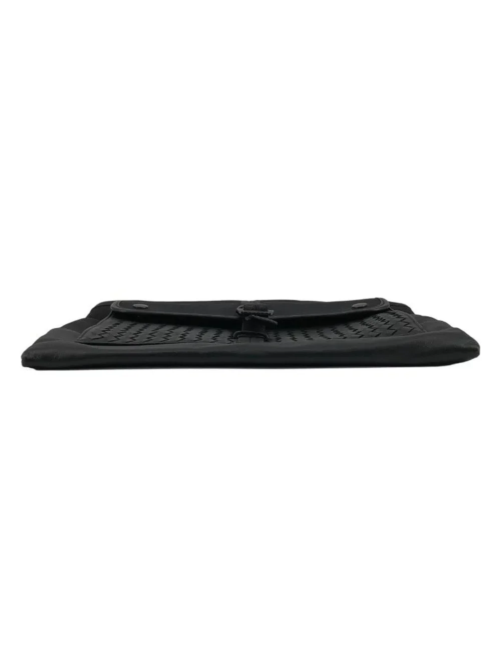 Bottega Veneta Intrecciato Leather Canvas Paneled Clutch Black